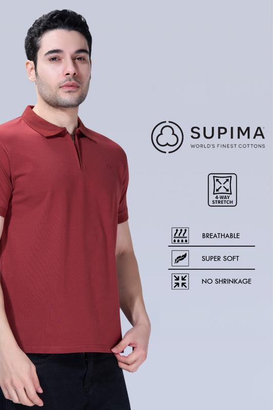 Terracotta Zipper Polo