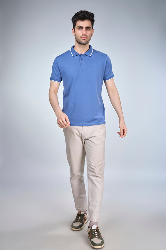 Marine Blue Button Polo