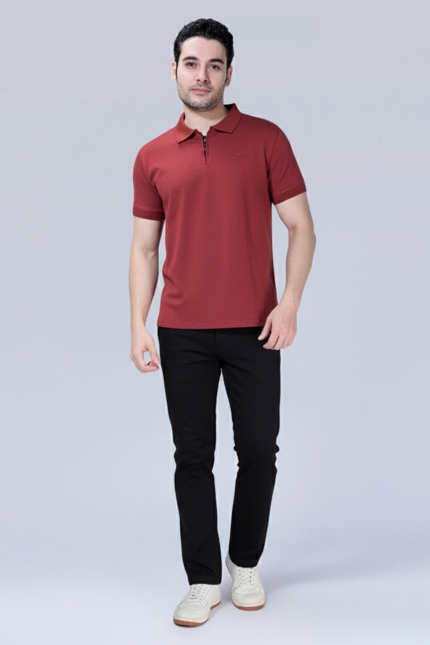 Terracotta Zipper Polo