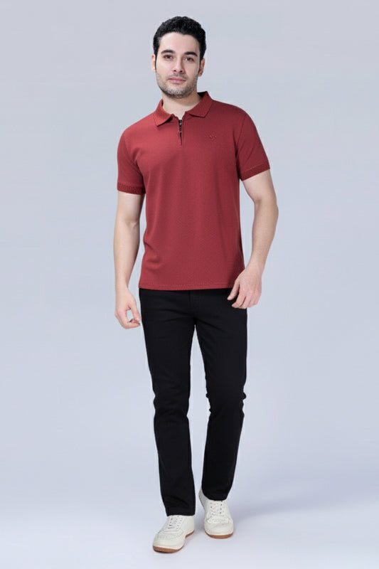 Terracotta Zipper Polo