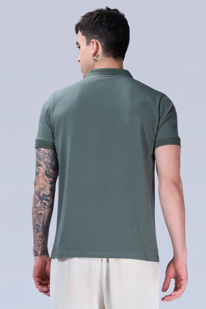 Olive Green Zipper Polo