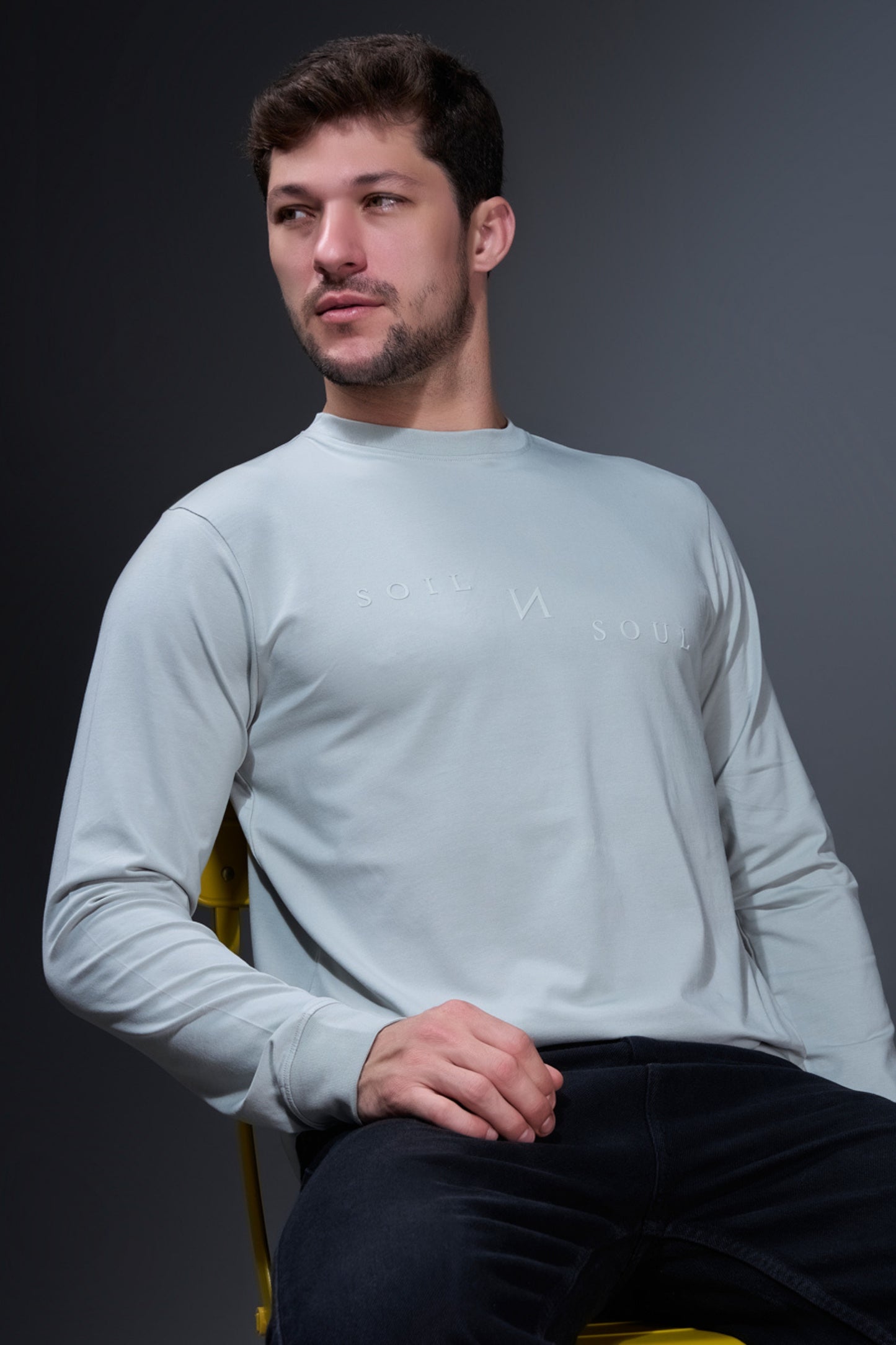 Greenish Grey Full Sleeve T-shirt