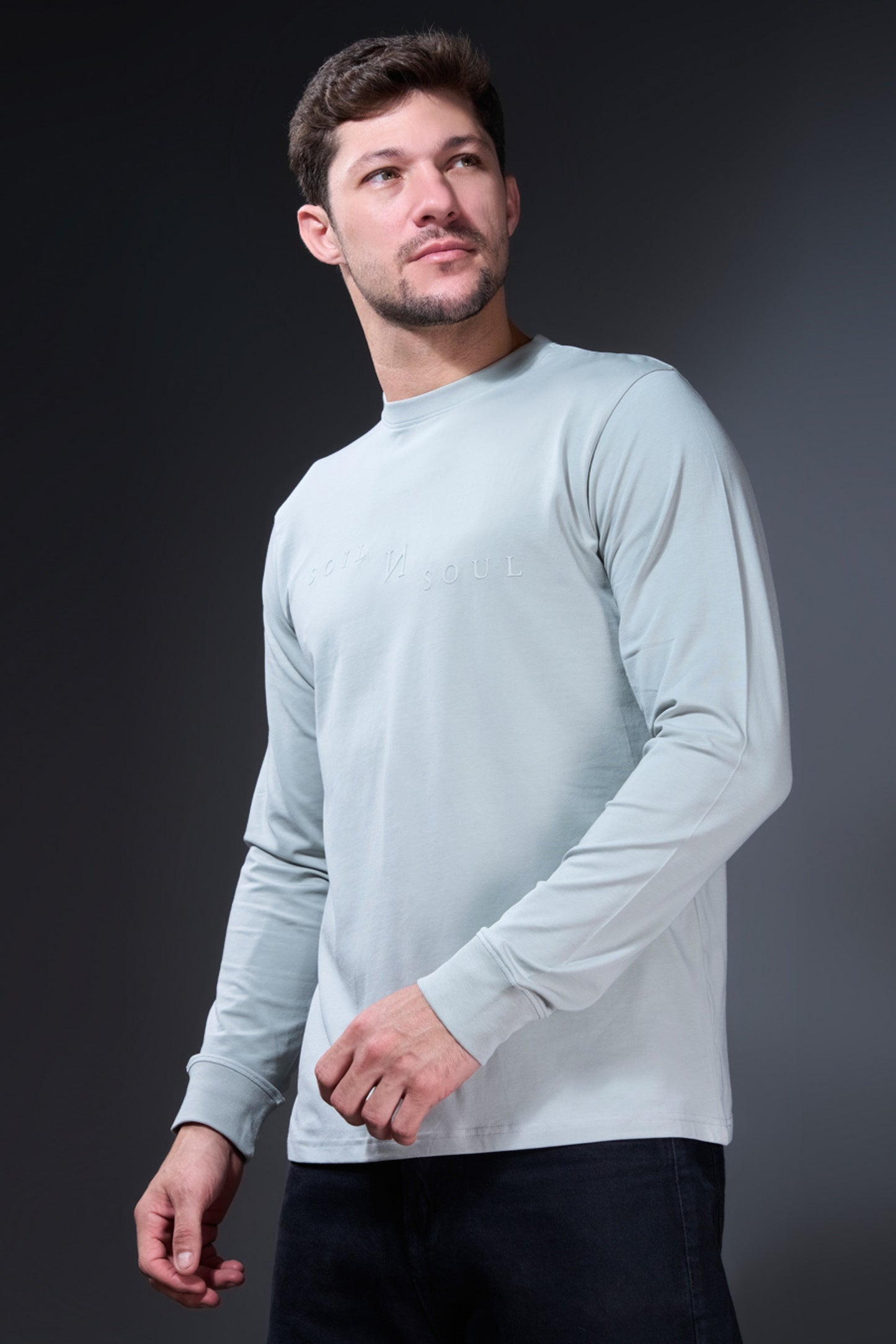 Greenish Grey Full Sleeve T-shirt