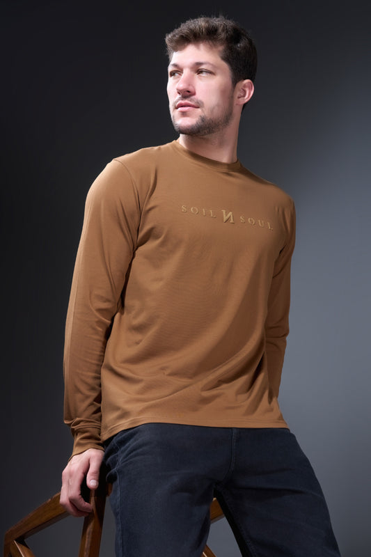 Khaki Full Sleeve T-shirt