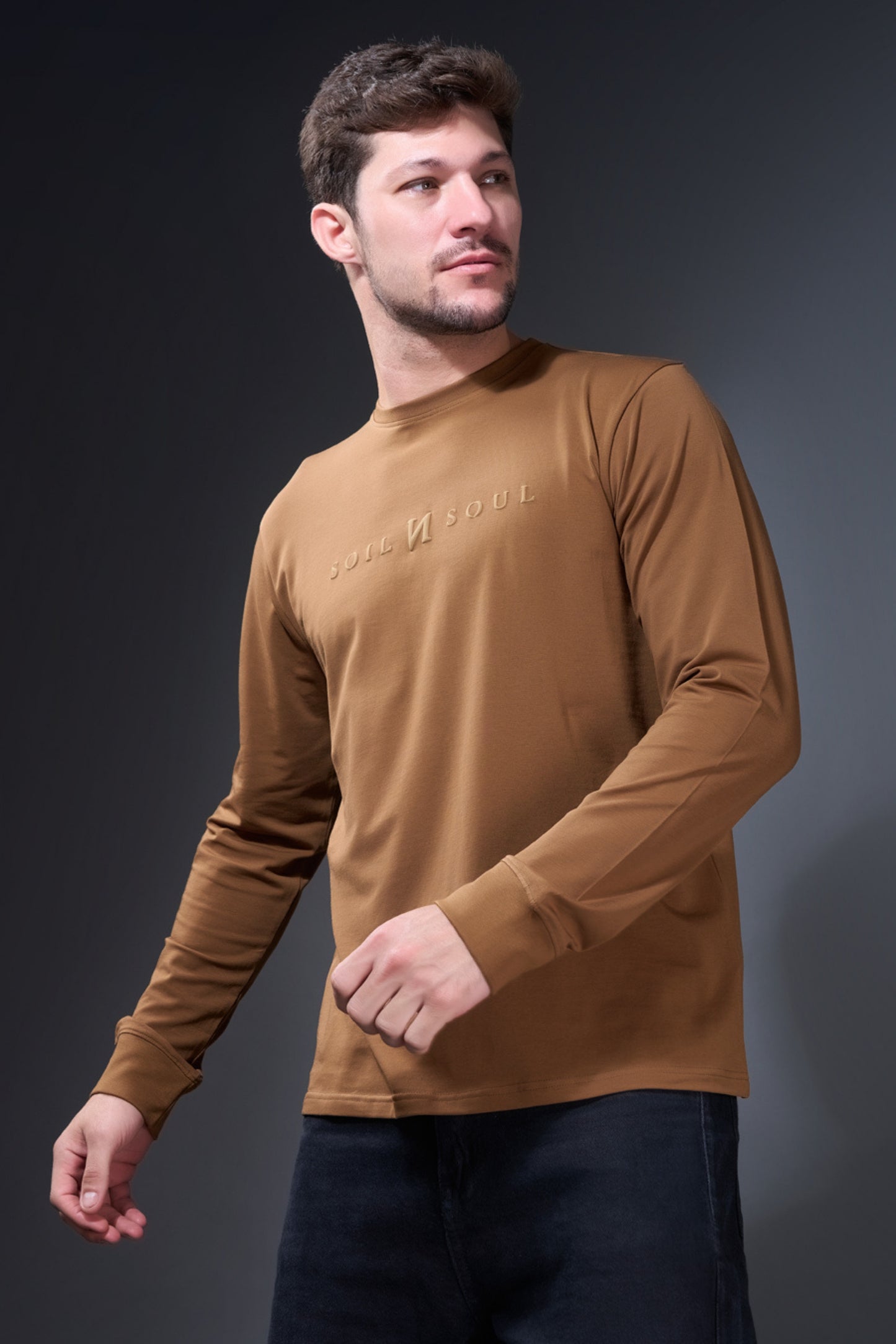 Khaki Full Sleeve T-shirt