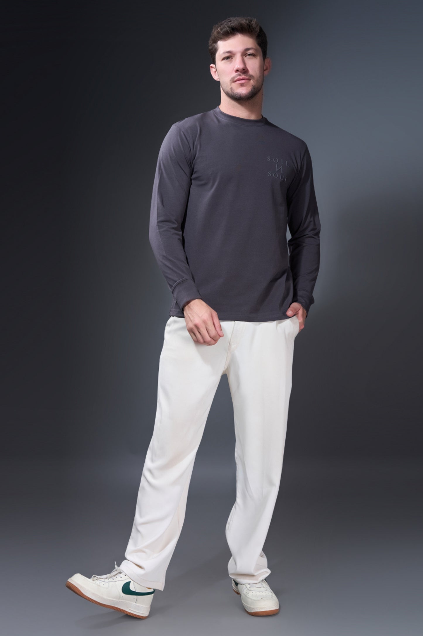 Dark Grey Full Sleeve T-shirt