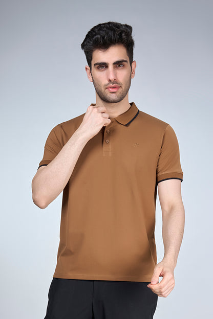 khaki Button Polo
