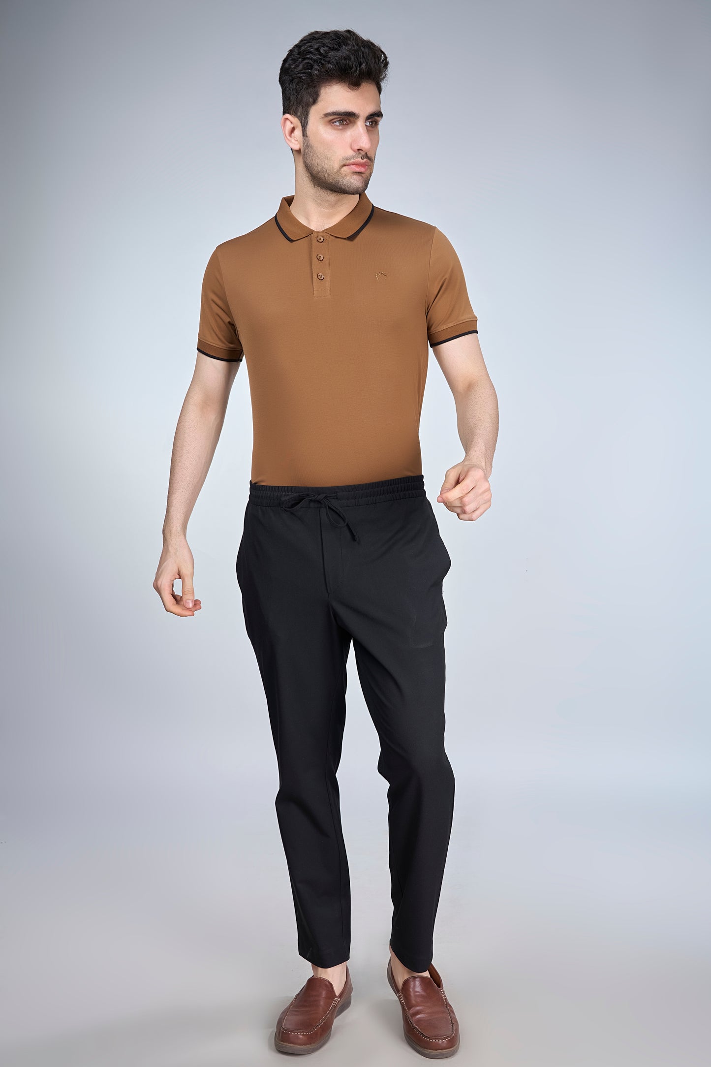 khaki Button Polo
