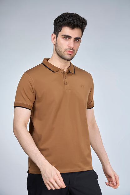 khaki Button Polo