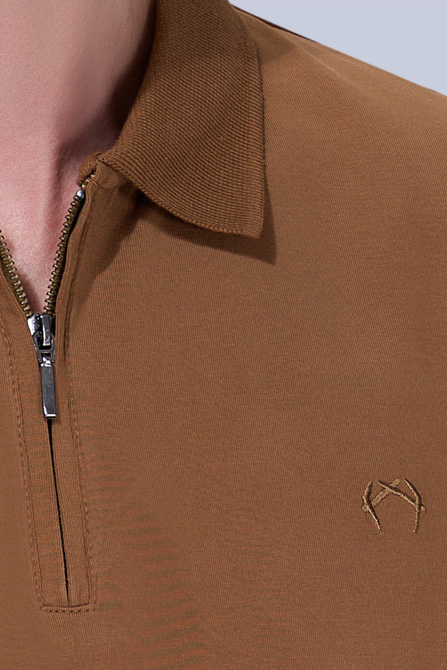 Khaki Zipper Polo