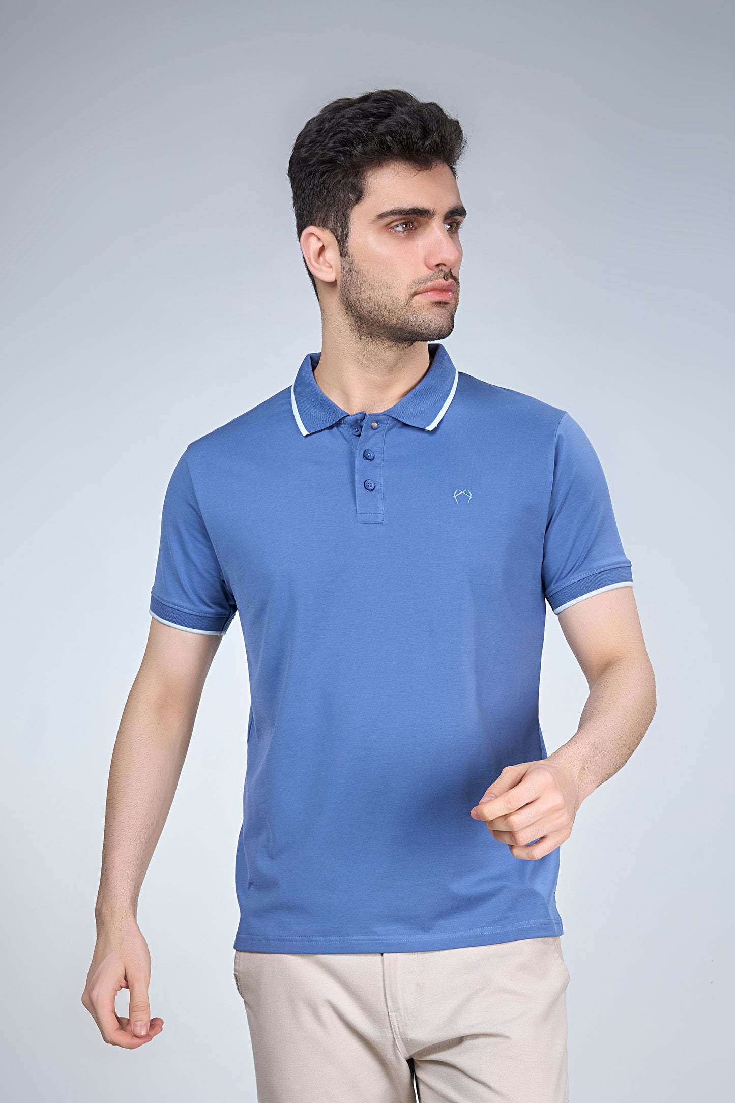 Marine Blue Button Polo