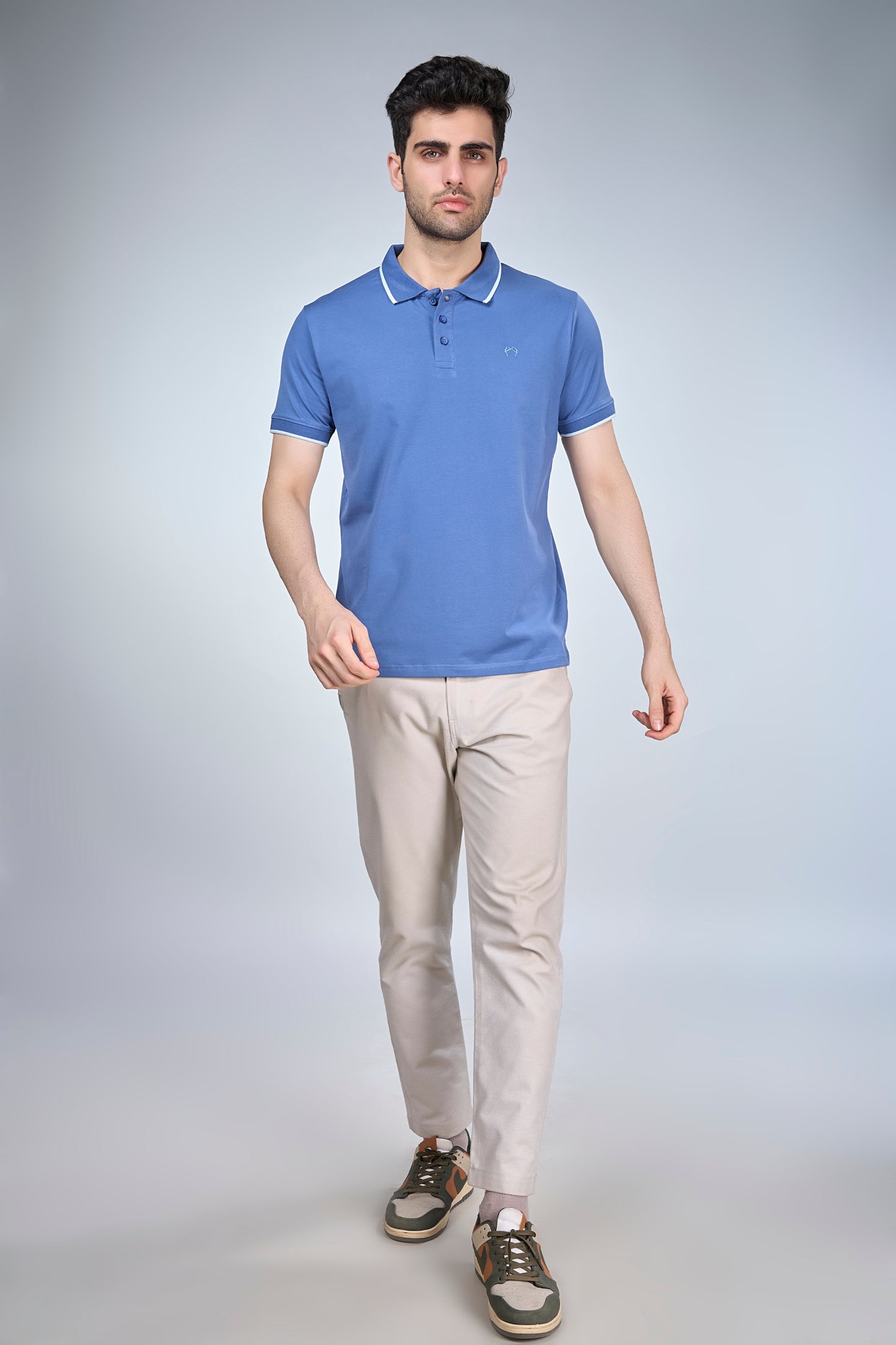 Marine Blue Button Polo