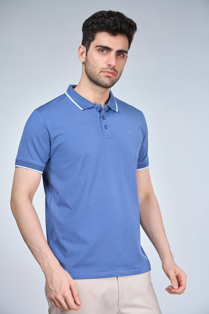 Marine Blue Button Polo