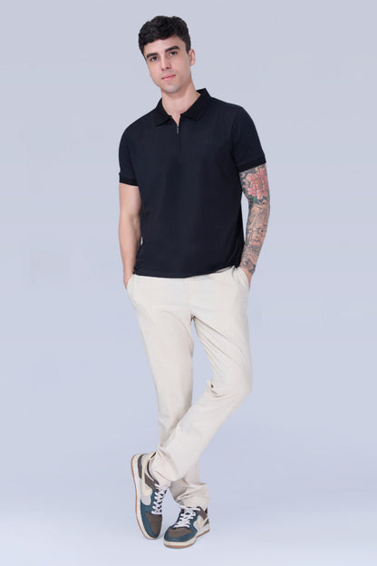 Black Zipper Polo