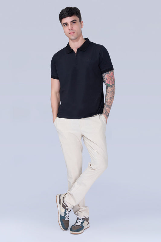 Black Zipper Polo