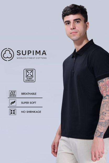 Black Zipper Polo