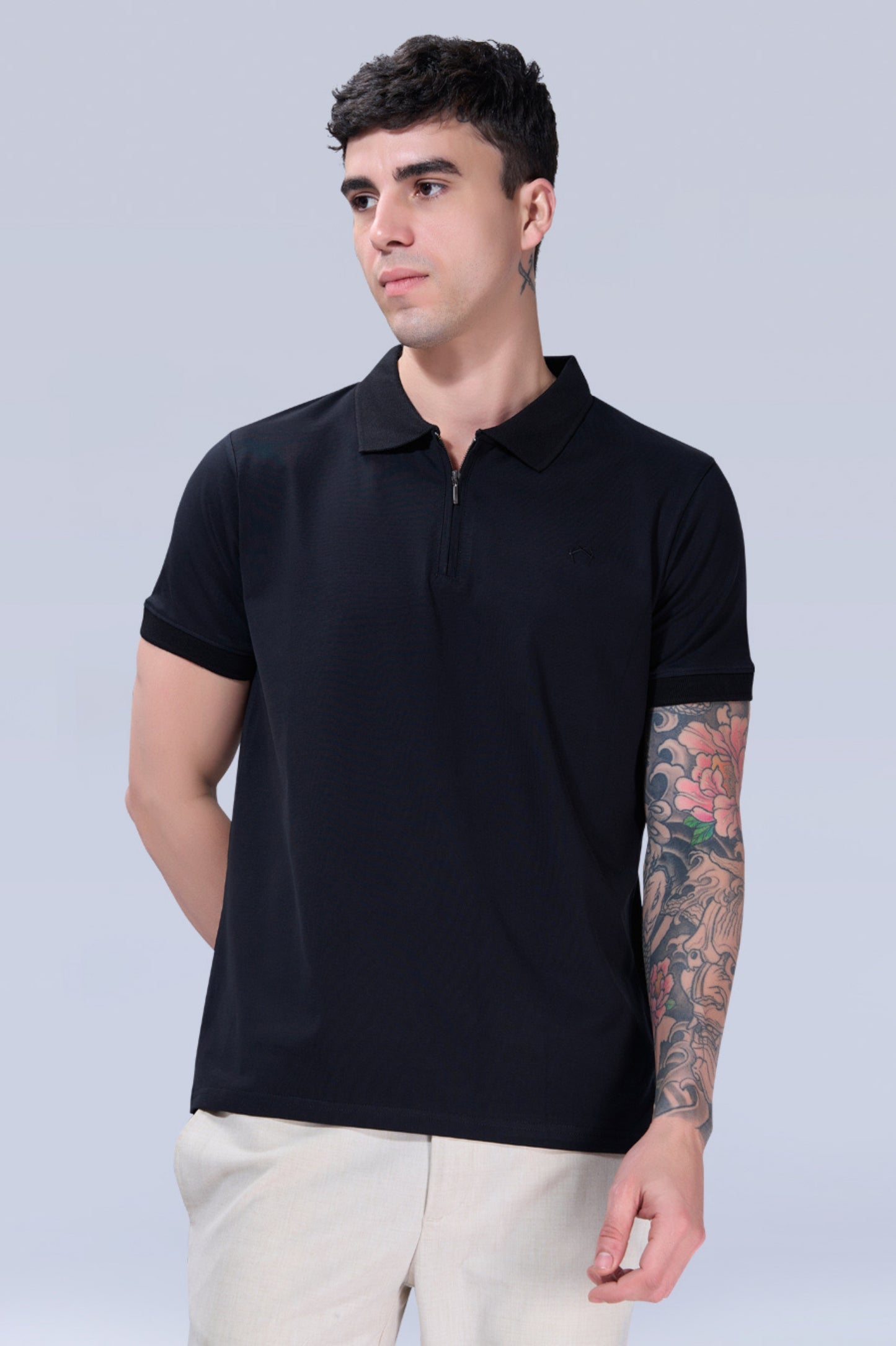 Black Zipper Polo