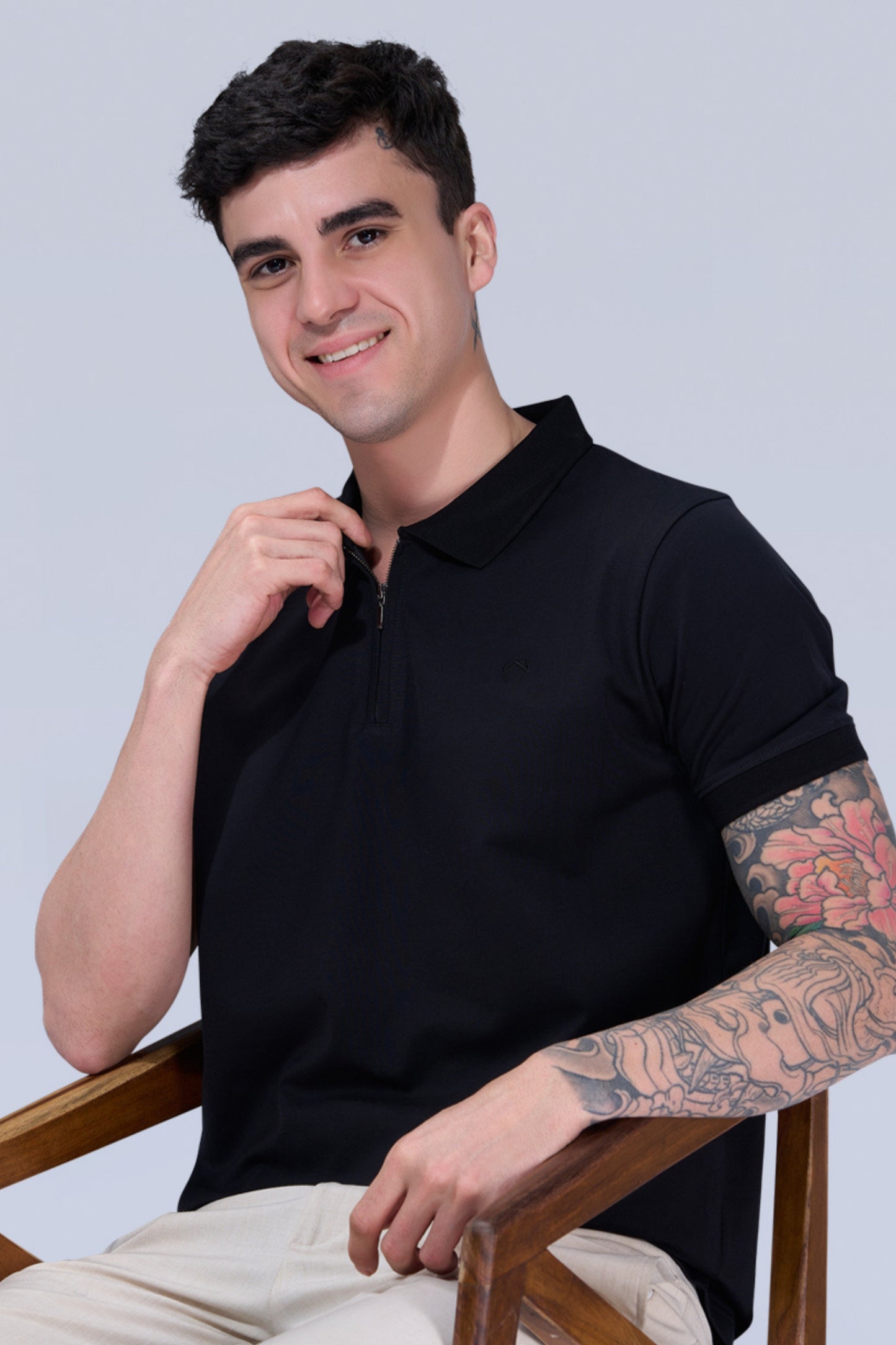 Black Zipper Polo