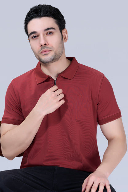 Terracotta Zipper Polo