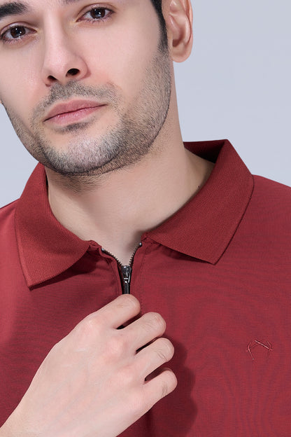 Terracotta Zipper Polo