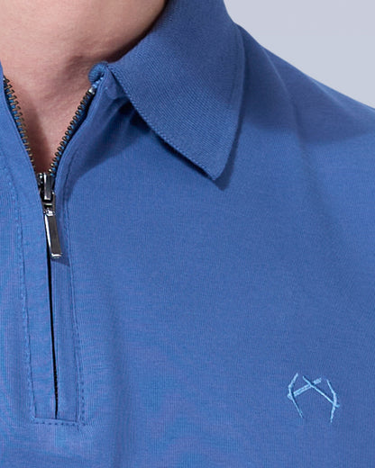 Marine Blue Zipper Polo