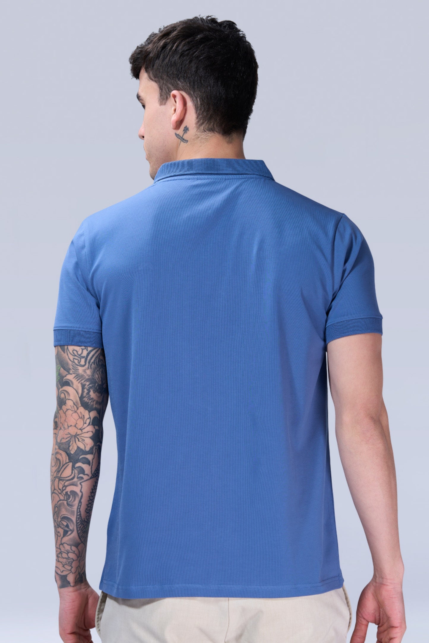 Marine Blue Zipper Polo